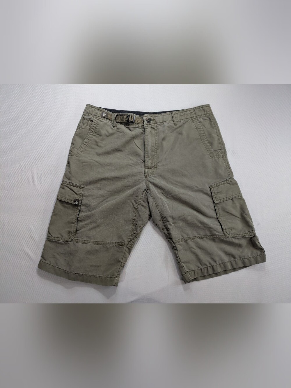 Prana Zion Shorts Mens 34 L Stretch Hiking Cargo Belted 12" Inseam